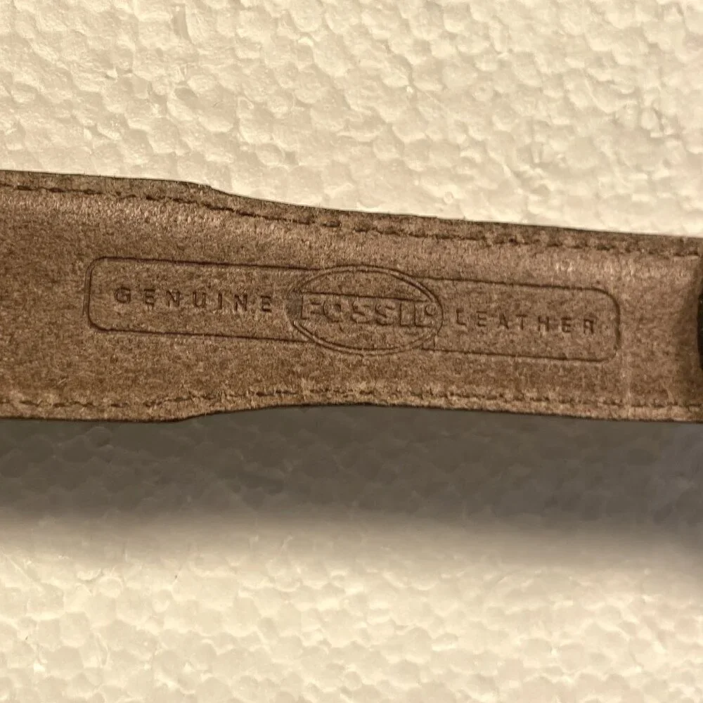 Fossil SZ M Brown leather belt silver accents classic western essential classic
